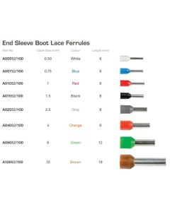 IONNIC A10082/100 Boot Lace Ferrules End Sleeve Brown 10mm2 (Bag of 100)