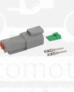 Deutsch DT Series 2 Way Receptacle Connector Kit with Green Band Contacts