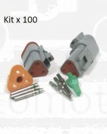 Deutsch DT Series 3 Pin Connector Kit (100 Pack)